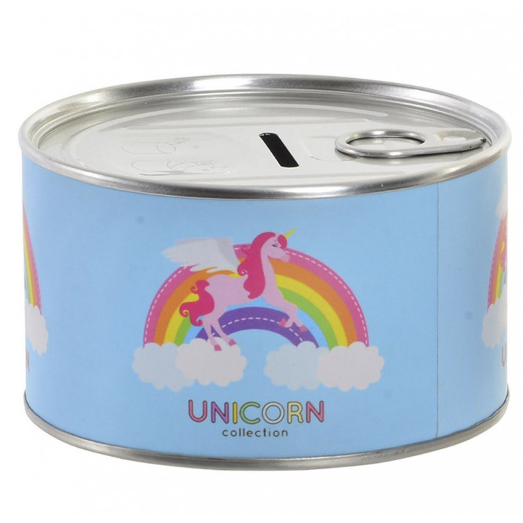 Piggy bank metal saving in the form of a tin with a drawing of a unicorn 10.5 x 6 cm - Home and more