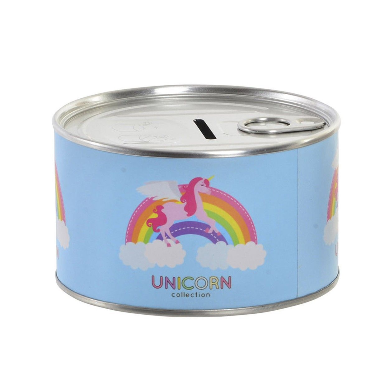 Piggy bank metal saving in the form of a tin with a drawing of a unicorn 10.5 x 6 cm - Home and more