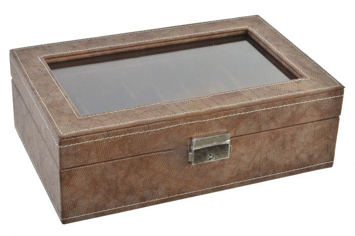 Relojero para guardar joyas/relojes color pardo. Diseño Deluxe 16 x 25 cm - Hogar y más