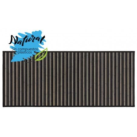 TAPIS BAMBOU NASTURAL, POUR LE HALL D'ENTRÉE ET COULOIR DE CONCEPTION MODERNE AVEC DES BANDES EN TON GRIS, 75 X 175 CM.