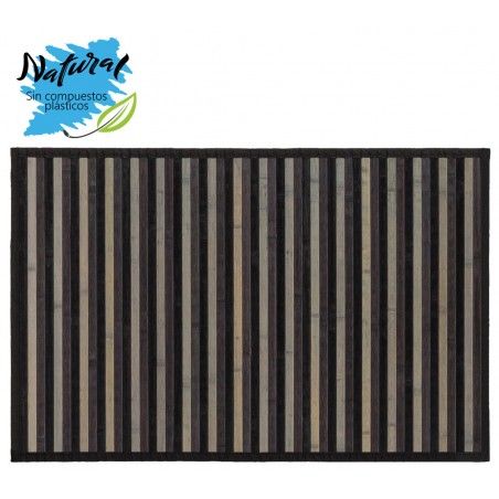 ALFOMBRA DE BAMBU PARA EL BAÑO O DORMITORIOEN RAYAS COLOR GRIS, 60 X 90 CM.