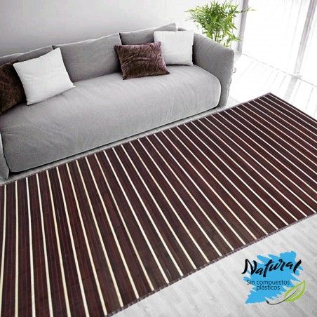 Carpet natural bamboo, tone Walnut and Lines on a Cream color, Home and More