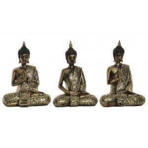 La Figure de Bouddha et des ornements en or. Conception Wabi Sabi Zen 14,5 x 14,5 cm - Maison et plus.