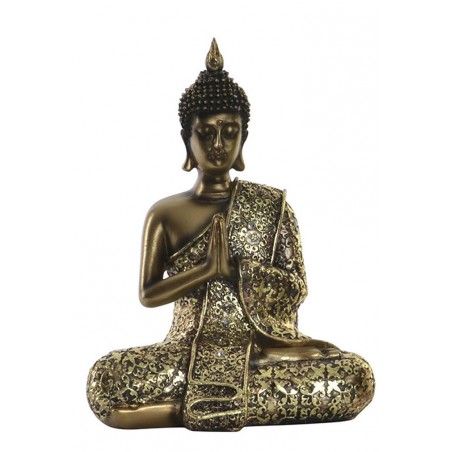 La Figure de Bouddha et des ornements en or. Conception Wabi Sabi Zen 14,5 x 14,5 cm - Maison et plus.