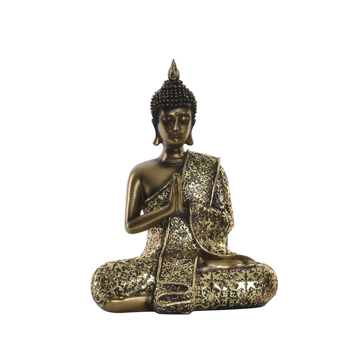 La Figure de Bouddha et des ornements en or. Conception Wabi Sabi Zen 14,5 x 14,5 cm - Maison et plus.