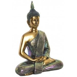 La Figure de bouddha de couleur dorée. Assis en position de méditation pour la salle de séjour/salle à manger. Conception Wabi