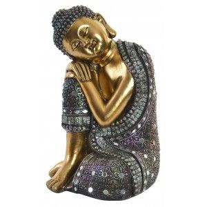 Figura de Buda sentado en color dorado para jardín/zona de relajación. Wabi Sabi 15 x 24 cm - Hogar y Mas