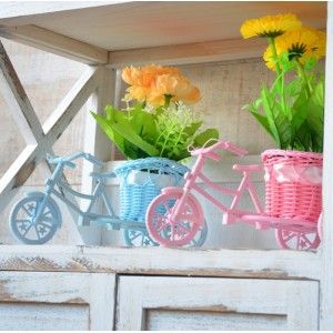 Planteur de Vélo de Violet et de Plantes Artificielles Quatre Modèles, la Maison et Plus 