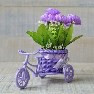 Planteur de Vélo de Violet et de Plantes Artificielles Quatre Modèles, la Maison et Plus 
