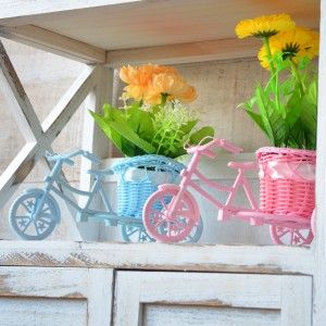 Planter Bike Blue and Artificial Plant Two Models Home and More 