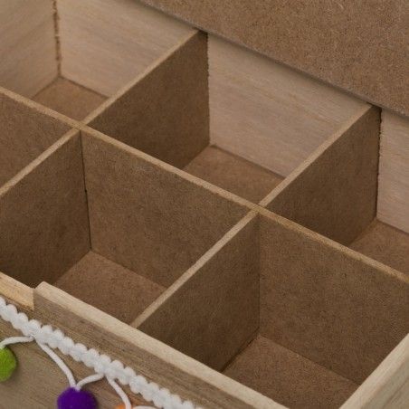 Scatola di legno naturale con nappe per gioielli - Design-Colore - Casa & più