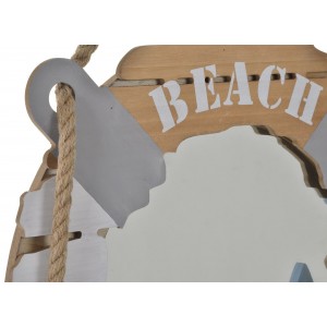 Miroir mural en forme de bouée de sauvetage de bois naturel. La conception de la Marine 40 x 40 cm - Maison et plus
