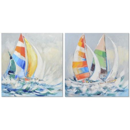 Cuadro decorativo de lienzo con dibujo de un barco de vela - Hogar y más