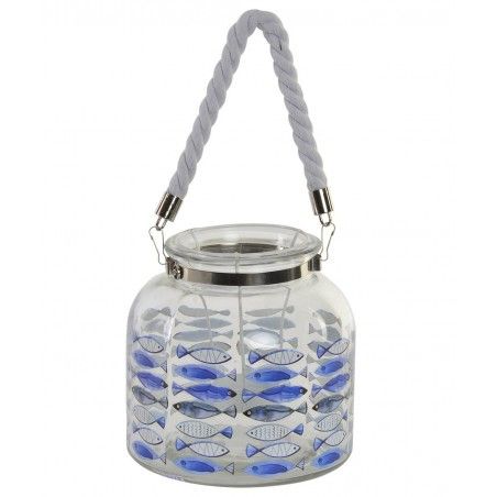 Supporto di candela di vetro azzurro del pesce per la decorazione. Design bello e originale. 18 x 18 cm - Casa e altro ancora