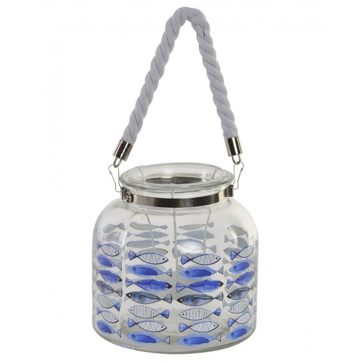 Candle holder glass blue fish for decoration. Design nice and original. 18 x 18 cm - Home and more