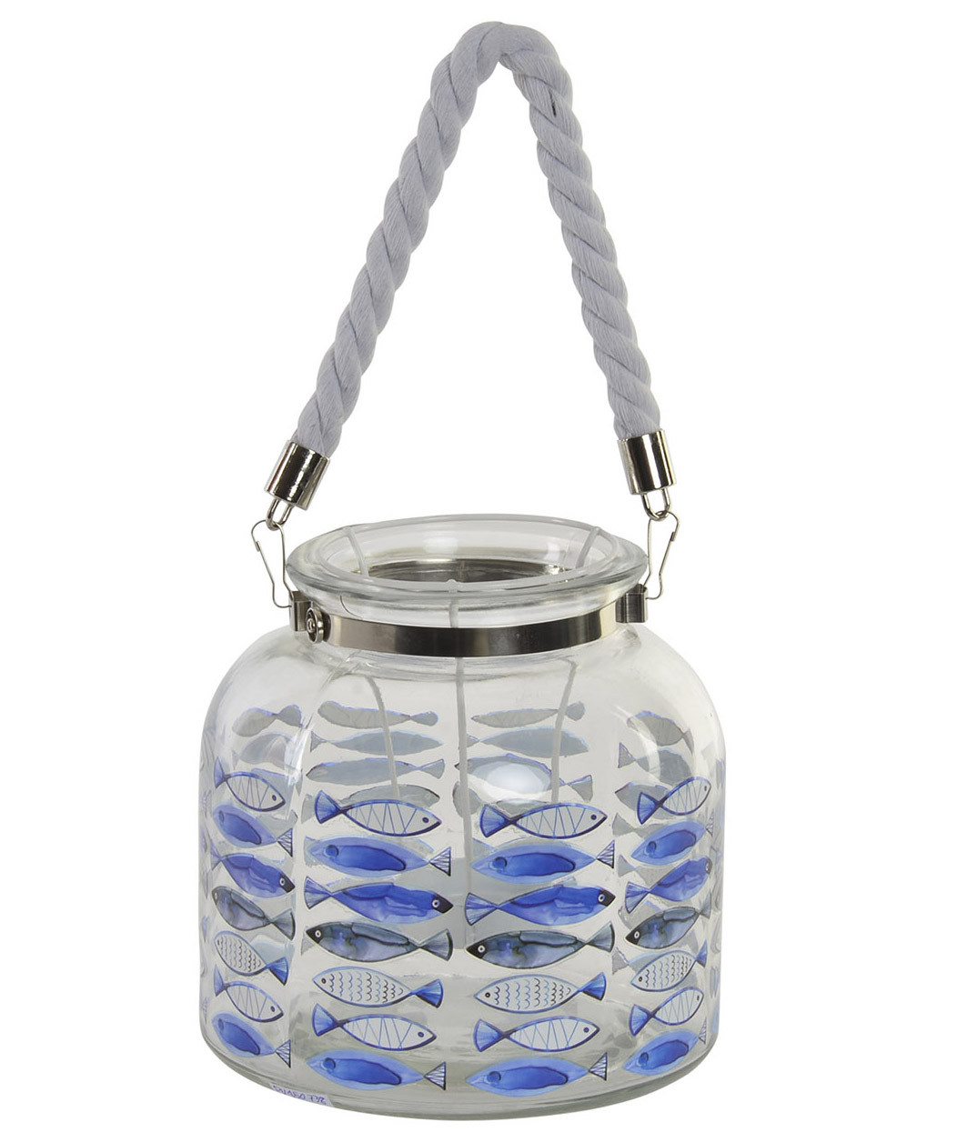 Porte-bougie en verre bleu de poisson pour la décoration. Design sympa et original. 18 x 18 cm - Maison et plus