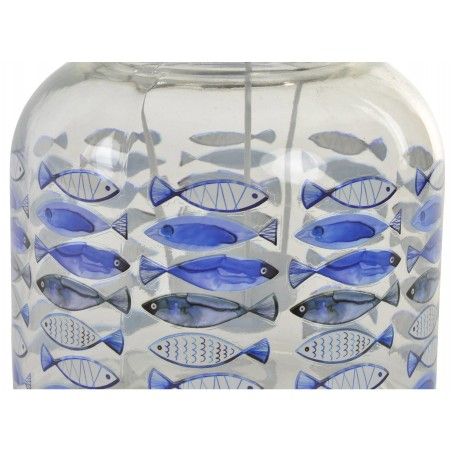 Porte-bougie en verre bleu de poisson pour la décoration. Design sympa et original. 18 x 18 cm - Maison et plus