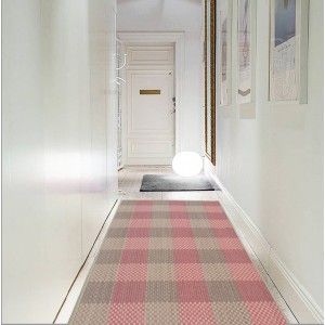 ALFOMBRA DE BAMBU NATURAL, PARA ENTRADA Y PASILLO HARVARD EN ROSA Y MARRON CLARO, 75 X 180 CM. HOGAR Y MAS.