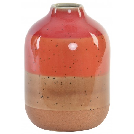 Vase décoratif de la poterie dans la couleur Corail pour la salle de séjour/salle à manger. Design Ovale 20 x 14 cm - Maison et