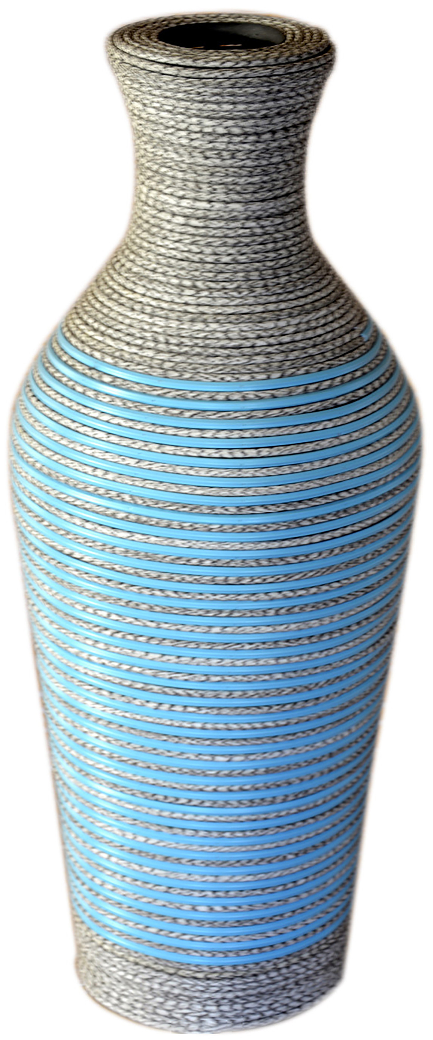 Vaso in vimini acrilico con struttura interna in legno con colori Blu - Edizione Moderna - Casa e altro ancora