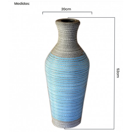 Vase wicker acrylic with internal wooden structure with Blue colours - Modern Edition - Home and more
