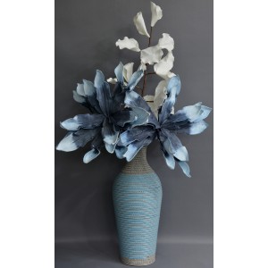 Vaso in vimini acrilico con struttura interna in legno con colori Blu - Edizione Moderna - Casa e altro ancora