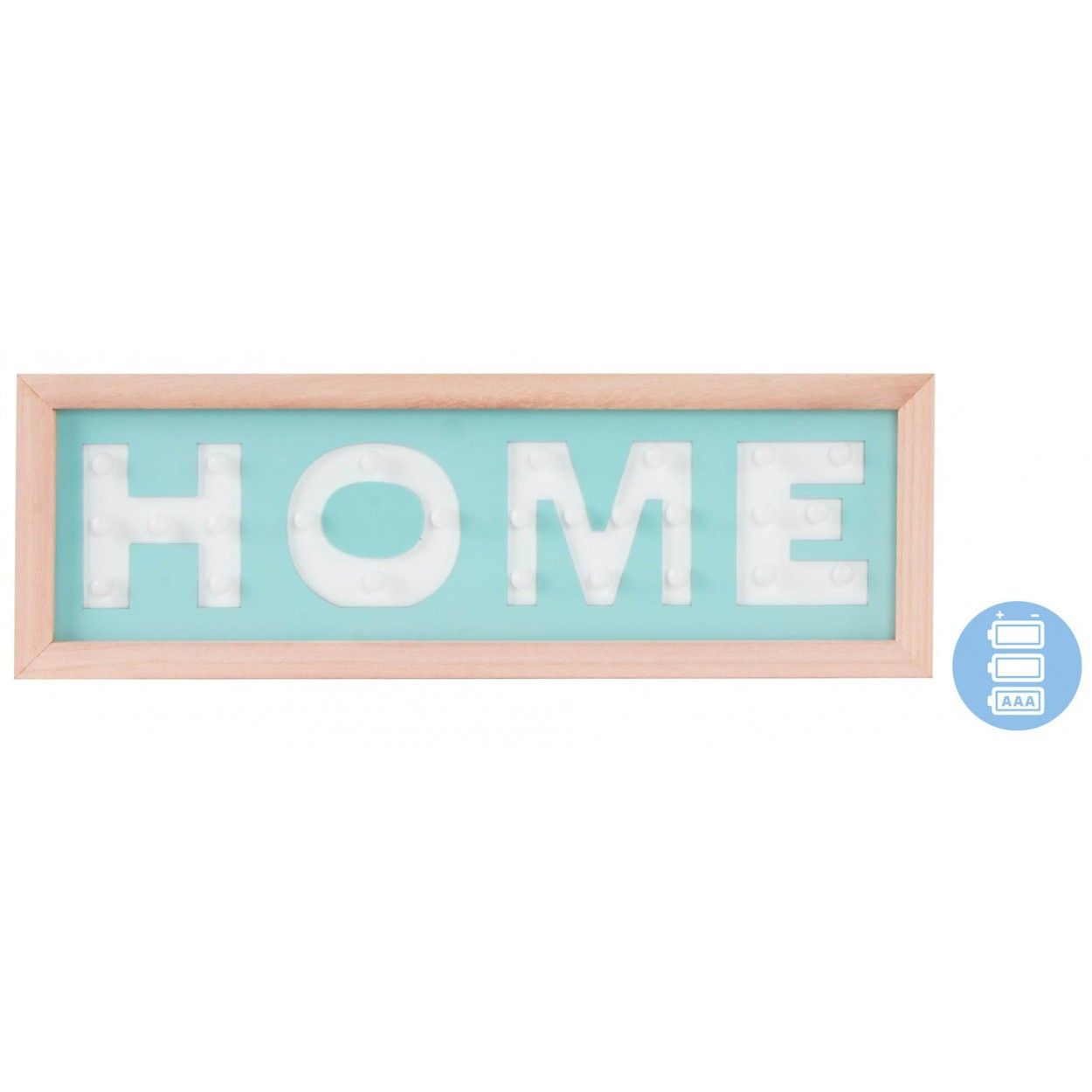 Wood sign light for wall of entrance/dining room with turquoise Blue. Original design Home 40 x 13.5 cm - Home and more
