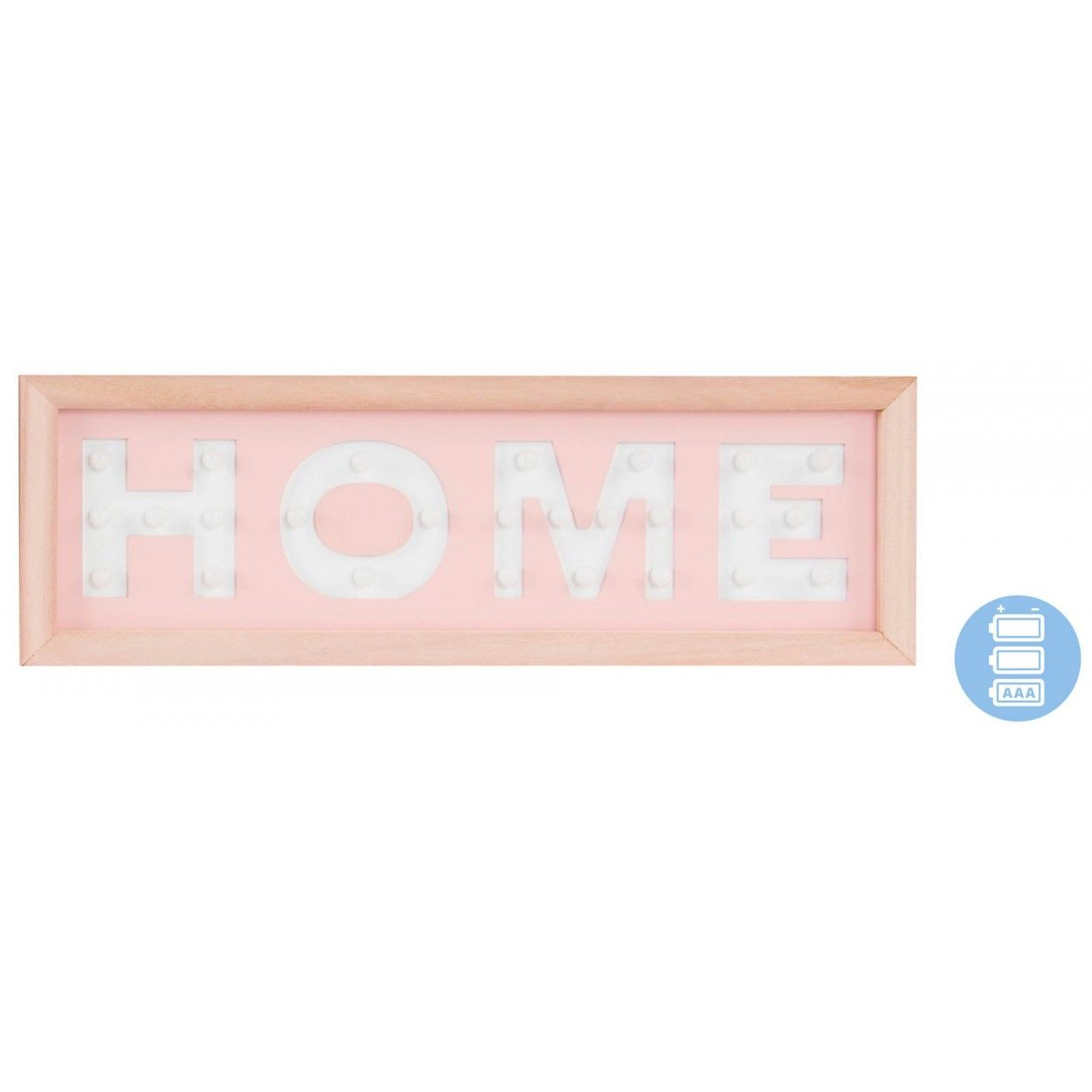 Cartel de madera luminoso para pared de entrada/comedor Rosa claro. Diseño Original Home 40 x 13.5 cm - Hogar y más