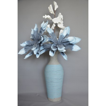 Vase wicker acrylic with internal wooden structure with Blue colours - Modern Edition - Home and more