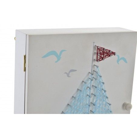 Guardallaves de madera 3D, diseño Velero/Marino. Estilo Original para entrada ó recibidor. 20X6,5X26 CM