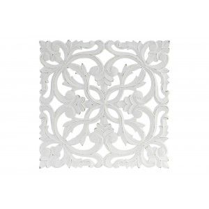 Decoración Pared de Madera Tallada. Color Blanco Roto. (45X2X45). -Hogar y más.