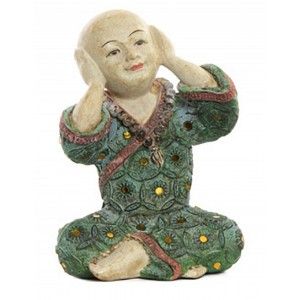 Moine de bouddhiste tibétain sympathique figure de Voir, d'Entendre et de Fermer la Maison et Plus