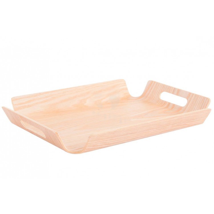 Tray of Natural Wood with Handles. Elegant/Traditional. (21X21X3,5 CM).- Home and more.