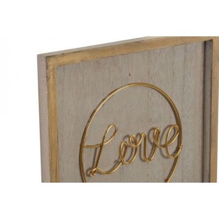 Decorazione a Parete in Legno "AMORE". Stile etnico/boho con un Design di piume. (24X1,5X34 CM).-Casa e più-