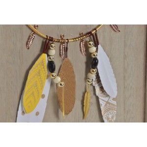 Decorazione a Parete in Legno "AMORE". Stile etnico/boho con un Design di piume. (24X1,5X34 CM).-Casa e più-