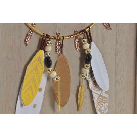 Decoration Wall Wooden "LOVE". Style ethnic/boho with a Design of feathers. (24X1,5X34 CM).-Home and more-