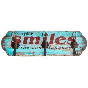 Porte-manteau Mural, Bois Naturel, avec une finition en détresse. Conception de Tableaux, élégant Surfeur, pour l'Entrée de la