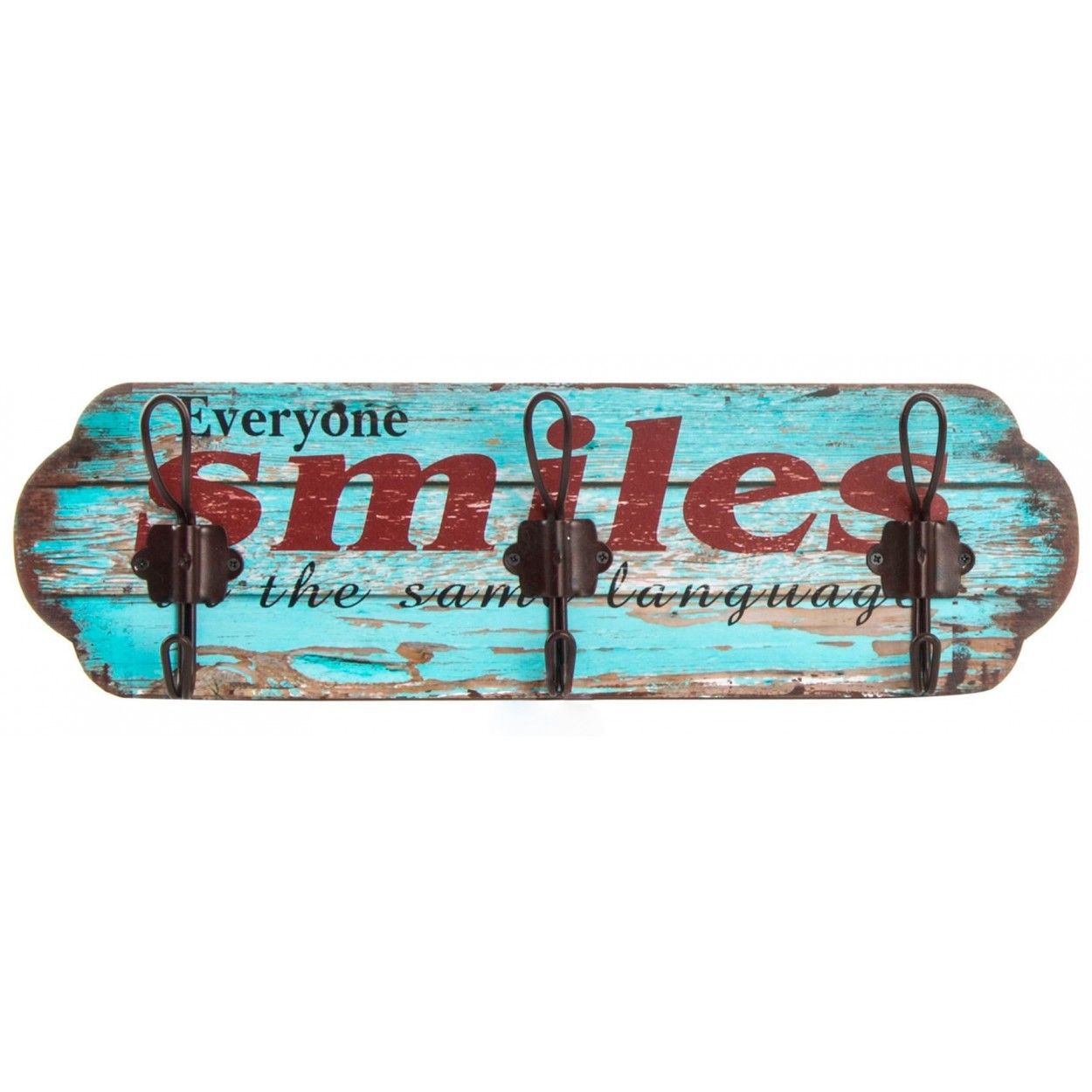 Porte-manteau Mural, Bois Naturel, avec une finition en détresse. Conception de Tableaux, élégant Surfeur, pour l'Entrée de la