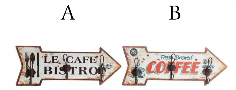 Coat rack Wall, Natural Wood, with a distressed Finish. Signal design, Vintage style/Coffee, for Entrance - Home and More