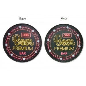 Wall decoration, Natural Wood and LEDs, with distressed Finish. Design of Bar, with a Vintage-style/Factory - Home and More
