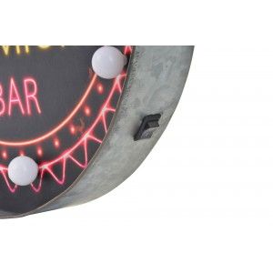 Decoración de Pared, de Madera Natural y LEDs, con Acabado envejecido. Diseño de Bar, con estilo Vintage/Factory - Hogar y Más