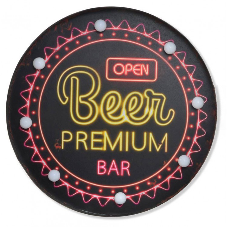 Decorazione da parete, in Legno Naturale e Led, con Finitura angosciata. Progettazione di un Bar, con un stile Vintage/Fabbrica