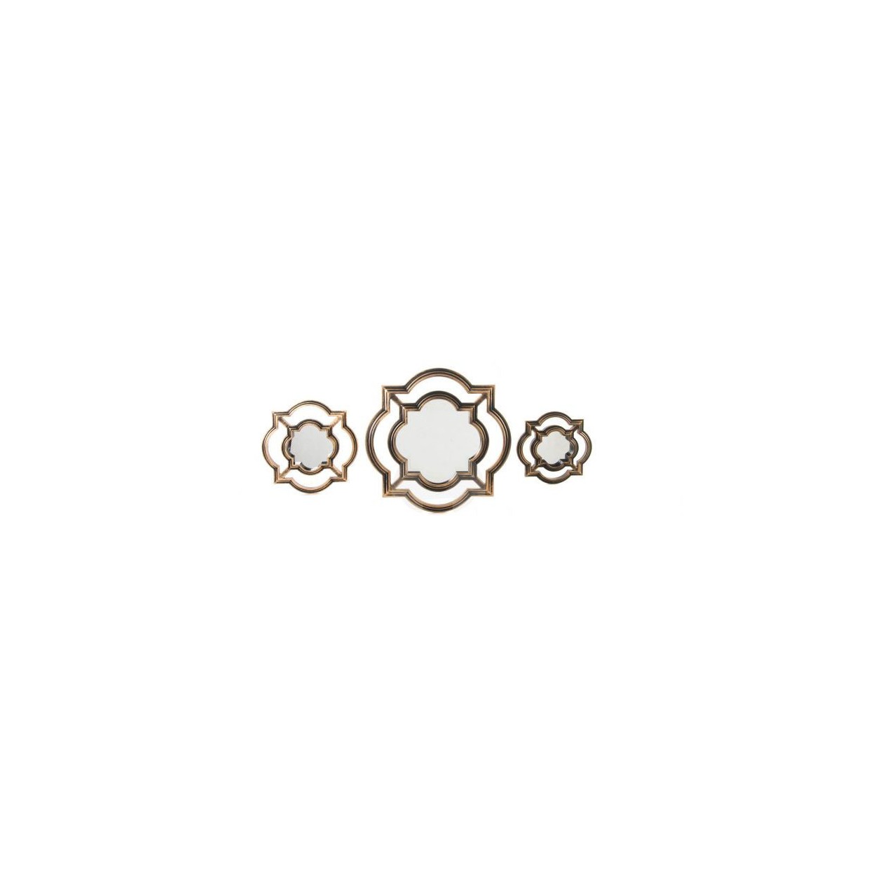 Specchio da parete, di forma Circolare, di colore dorato, Set di 3. Design unico per l'Ingresso / Camera da letto. Chic style -