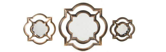 Espejo de Pared Circular, Color Dorado,  Set de 3. Diseño Exclusivo, para Entrada / Dormitorio. Estilo Chic - Hogar y más