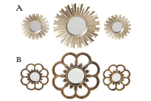 Set of 3 Exclusive Mirrors to choose from, in polypropylene, for any room of the home. Chic/Romantic (35X35 CM).-Hogarymas-