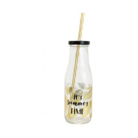 Original Bouteille en Verre avec une Paille. L'Édition De L'Été. Idéal pour la plage/la piscine. Moderne/Original. (450