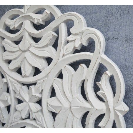 Retablo/Mural de Madera Tallada, para Decoración de Pared, Color Blanco Roto, France, para Salón 45cm X 2cm X 45cm - Hogar y Más