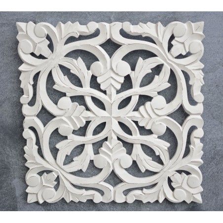 Retablo/Mural de Madera Tallada, para Decoración de Pared, Color Blanco Roto, Vintage, para Salón (45cmX2cmX45cm) - Hogar y Más
