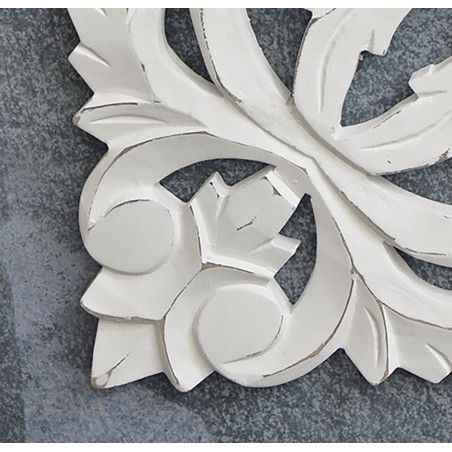 Retablo/Mural de Madera Tallada, para Decoración de Pared, Color Blanco Roto, Vintage, para Salón (45cmX2cmX45cm) - Hogar y Más