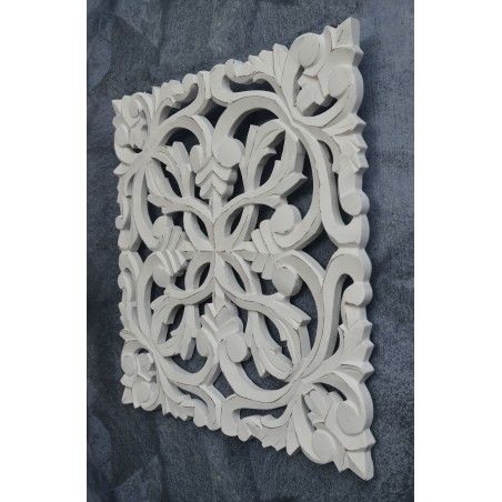 Retablo/Mural de Madera Tallada, para Decoración de Pared, Color Blanco Roto, Vintage, para Salón (45cmX2cmX45cm) - Hogar y Más